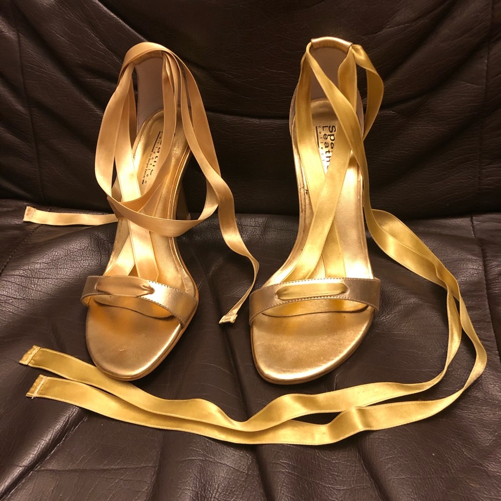 Gold high heel sandals. Size 6. Worn only once.